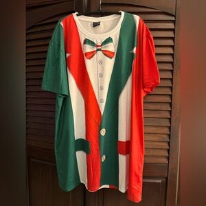 Funny World Mens Christmas T-Shirts 3D Print S/S Holiday color tuxedo Shirt 2XL